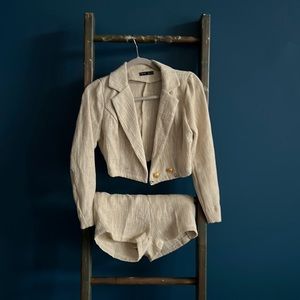 Tailored Two Piece Tweed Jacket and Shorts Set